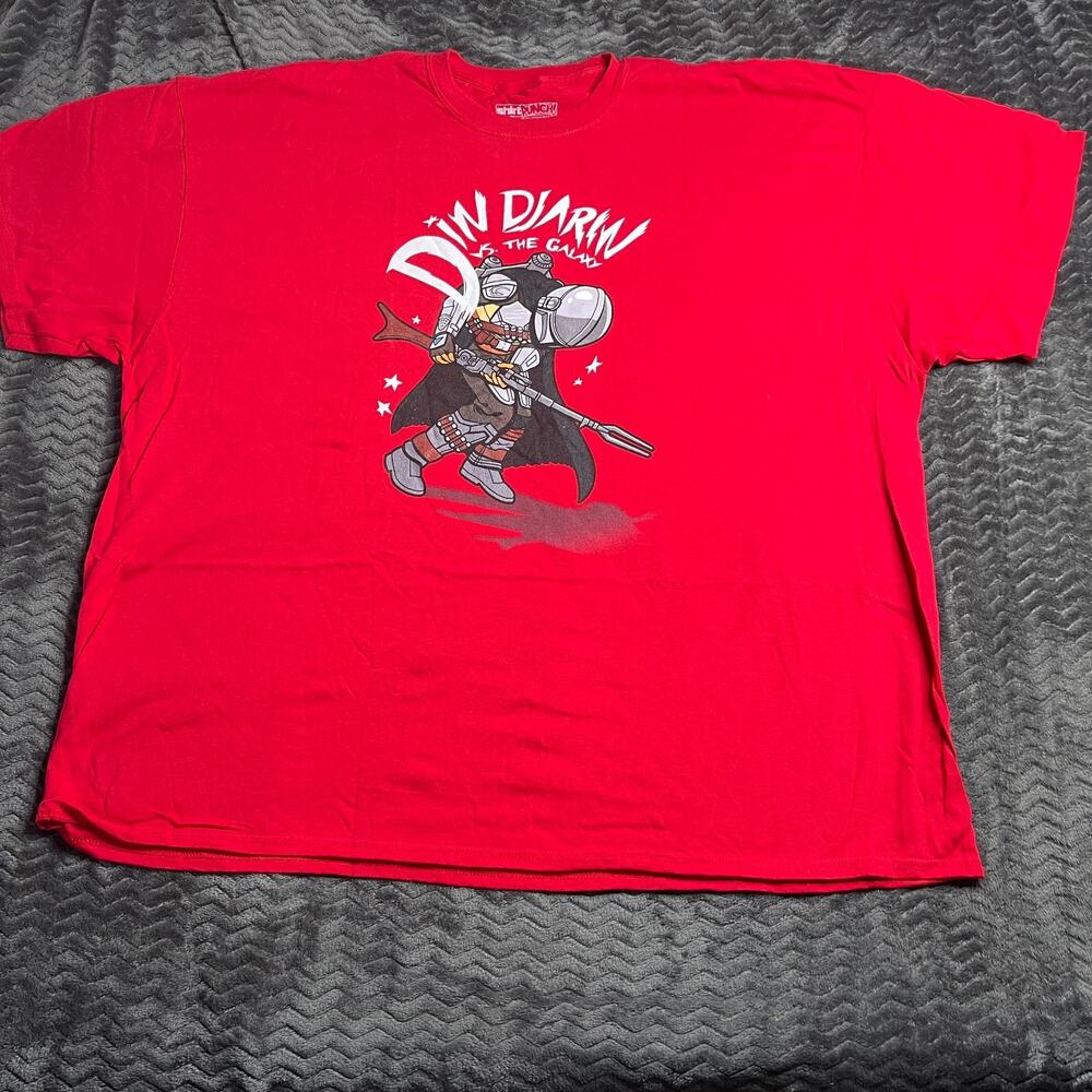 Star Wars Shirt Adult Short Sleeve red Din Djarin Vs The Galaxy Size 4XL